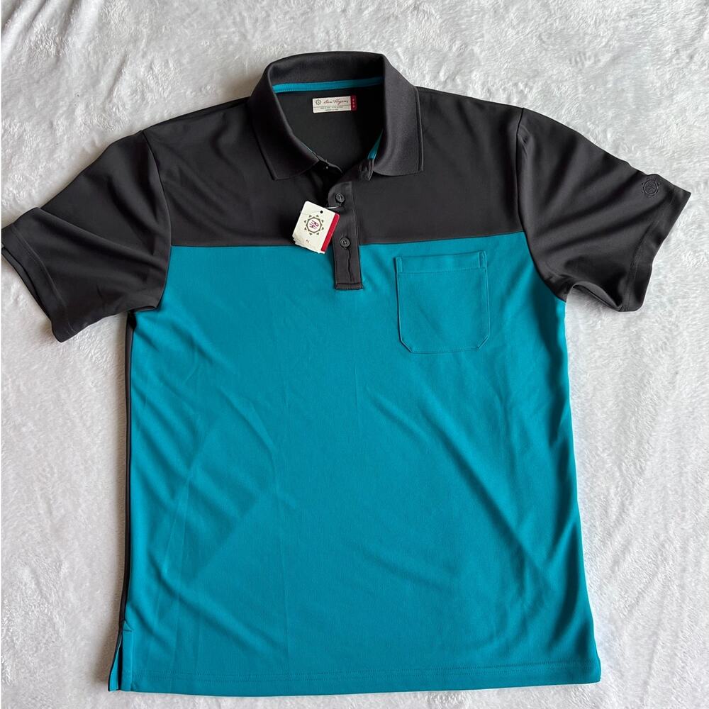 Ben Hogan Performance Golf Polo Shirt Men's Medium Colorblock Blue Gray NWT